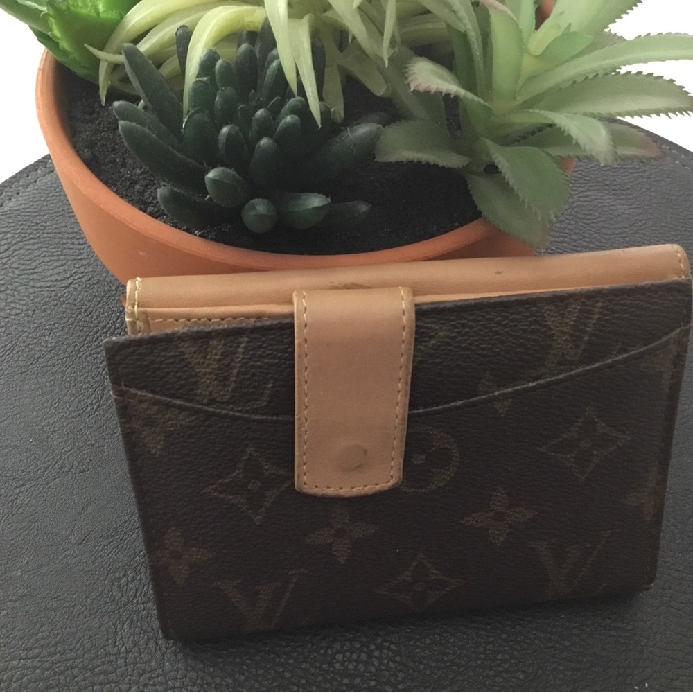 Luxury Monogram Compact Wallet in Brown and Tan